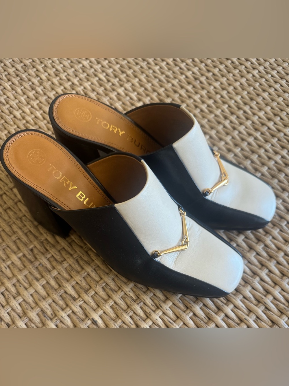 Tory Burch Equestrian Link Heeled Mules - Used